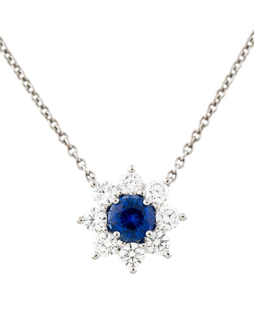 Harry Winston Platinum Sapphire & Diamond Sunflower Pendant Necklace