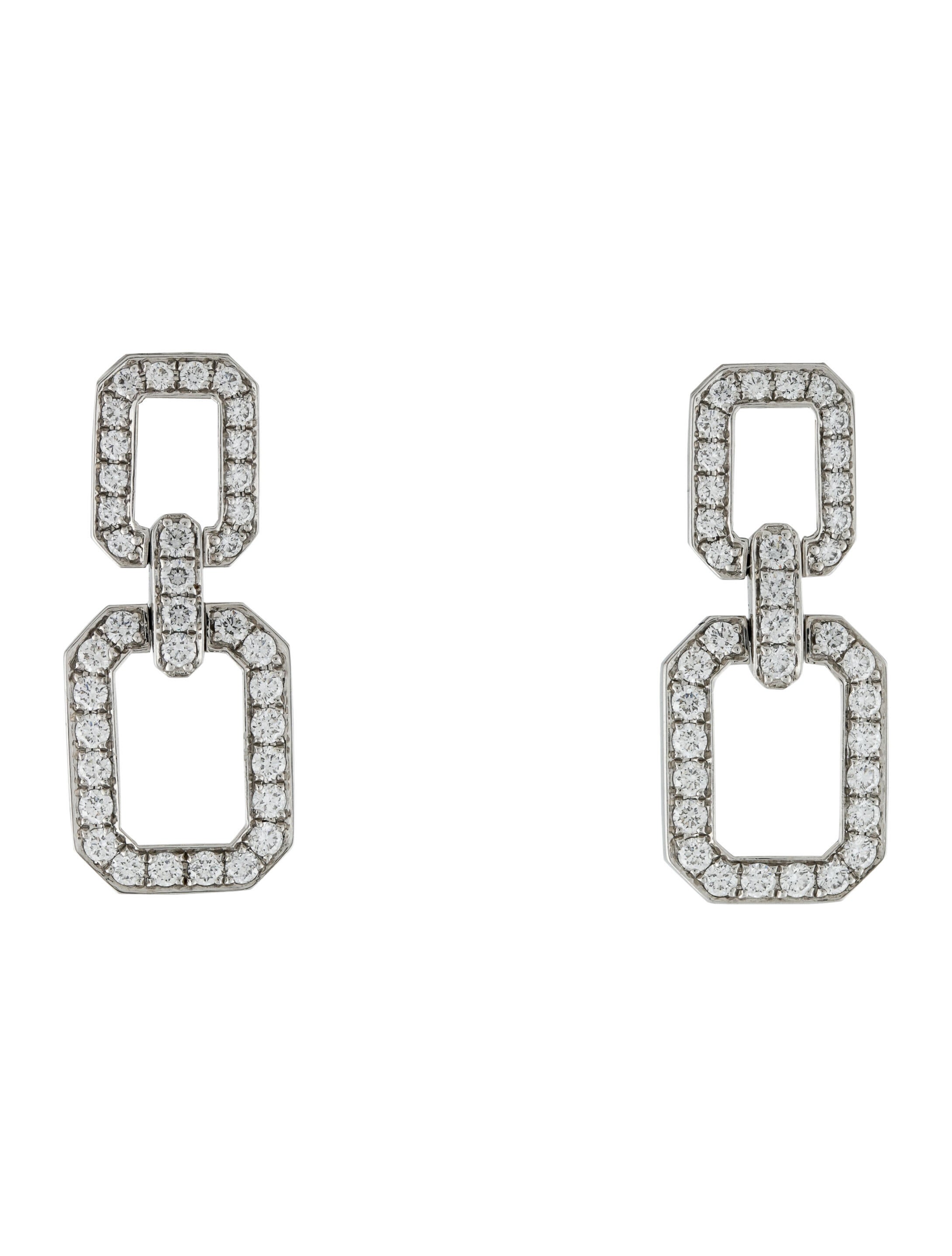 Harry Winston Platinum & Diamond Small Link Drop Earrings