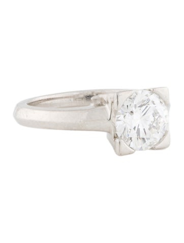 Harry Winston Engagement Ring Platinum 1.23ct Diamond HW Logo 3.5