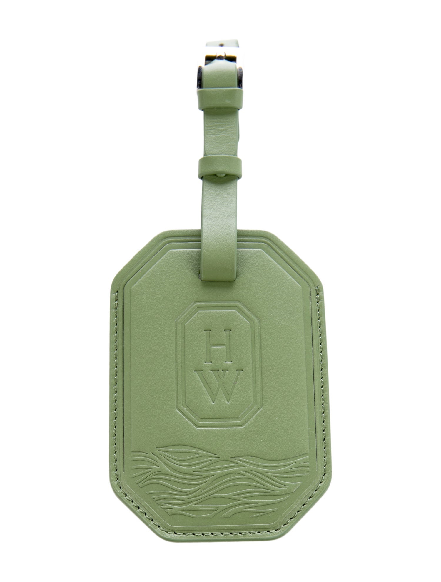 Harry Winston Green Slitted Key Tag w/ Silver-toned Hardware