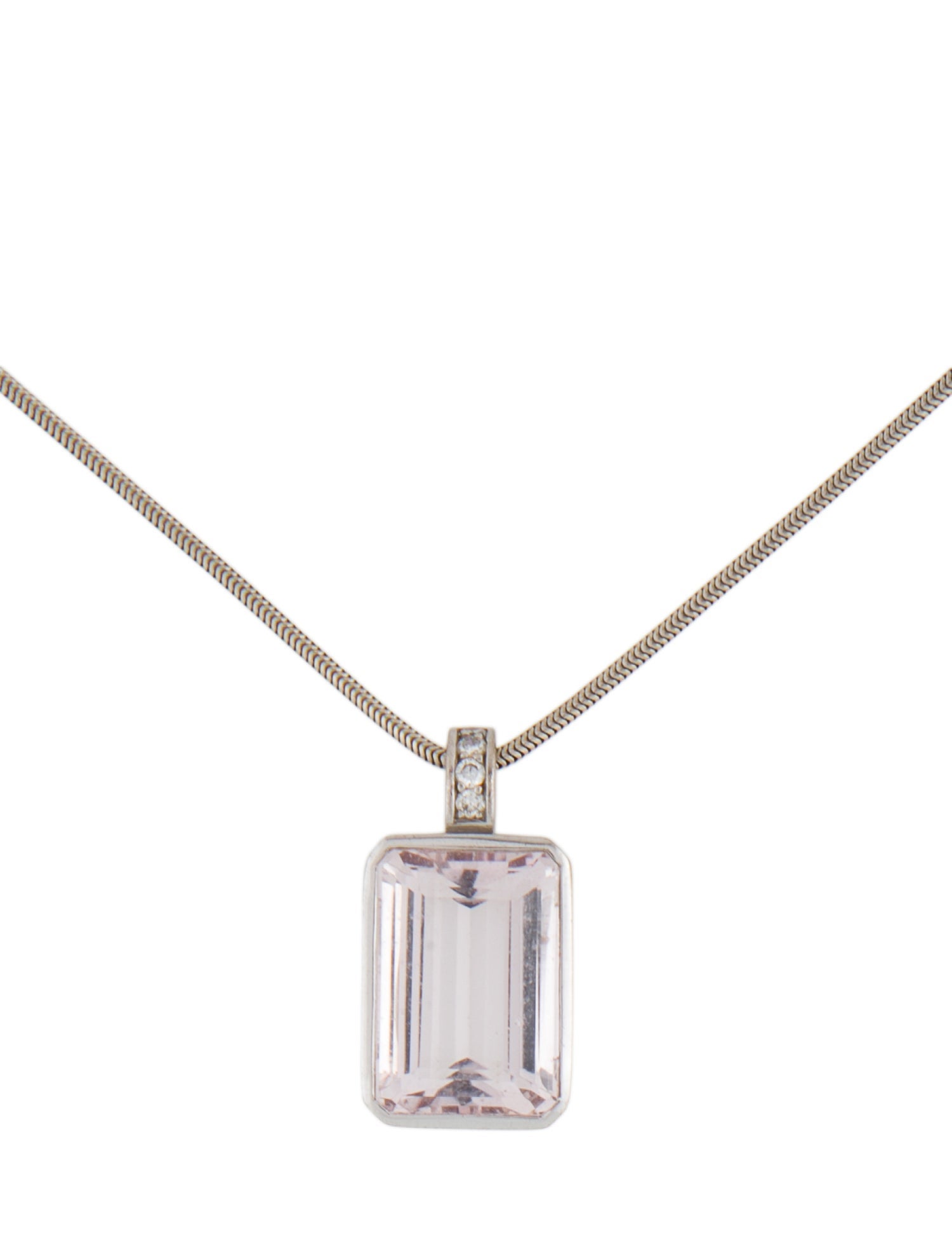 H.Stern 18K 8.17ctw Morganite & Diamond Pendant Necklace