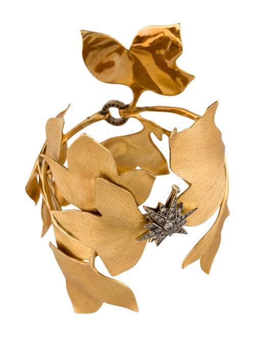 H.Stern 18K Diamond Hera Leaf Bangle Bracelet