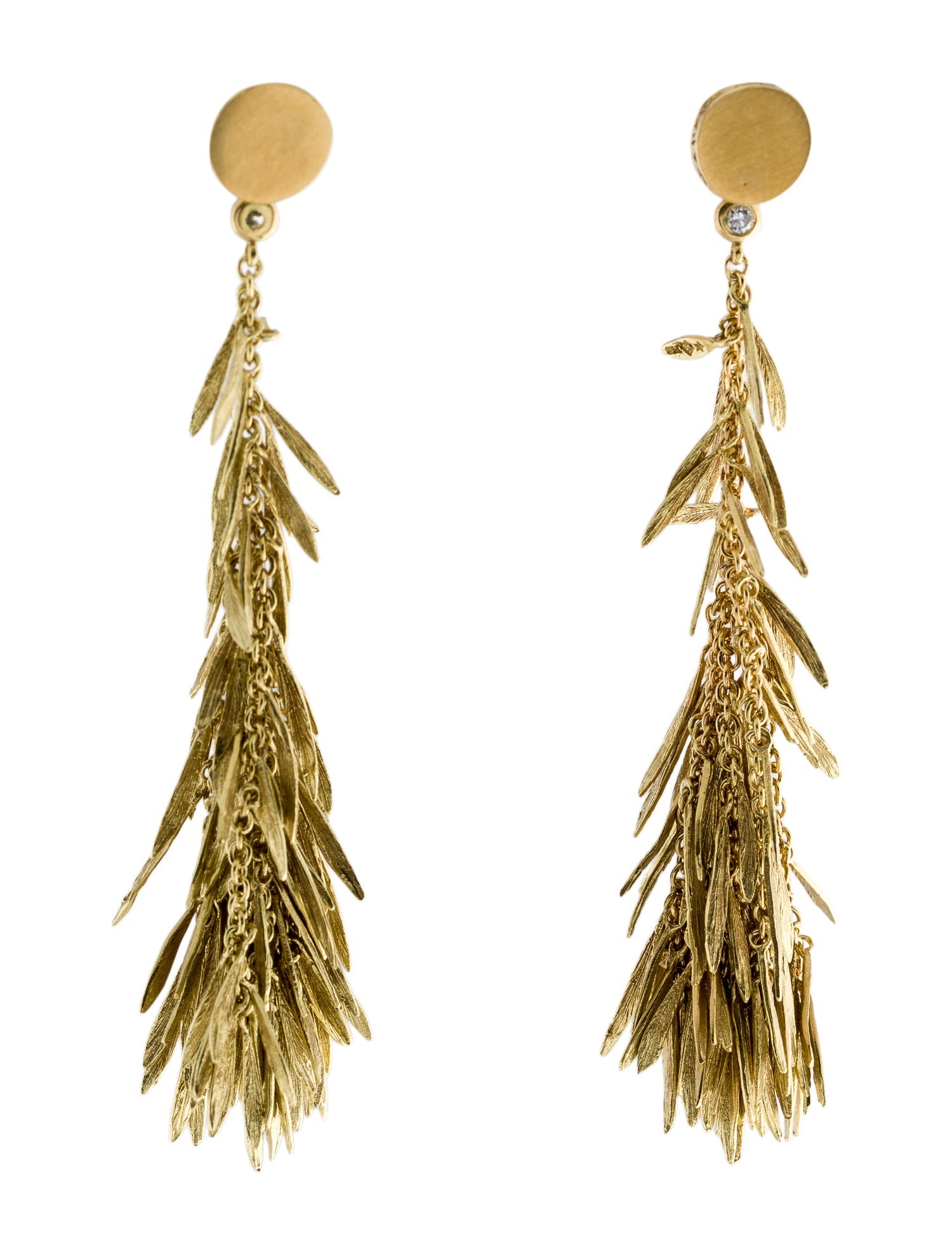 H.Stern 18K Feathers Brushed Tassel Earrings