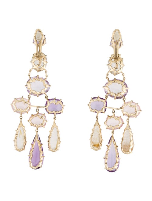 H.Stern Amethyst, Rose Quartz & Rutilated Quartz PrImavera Chandelier Clip-On Earrings
