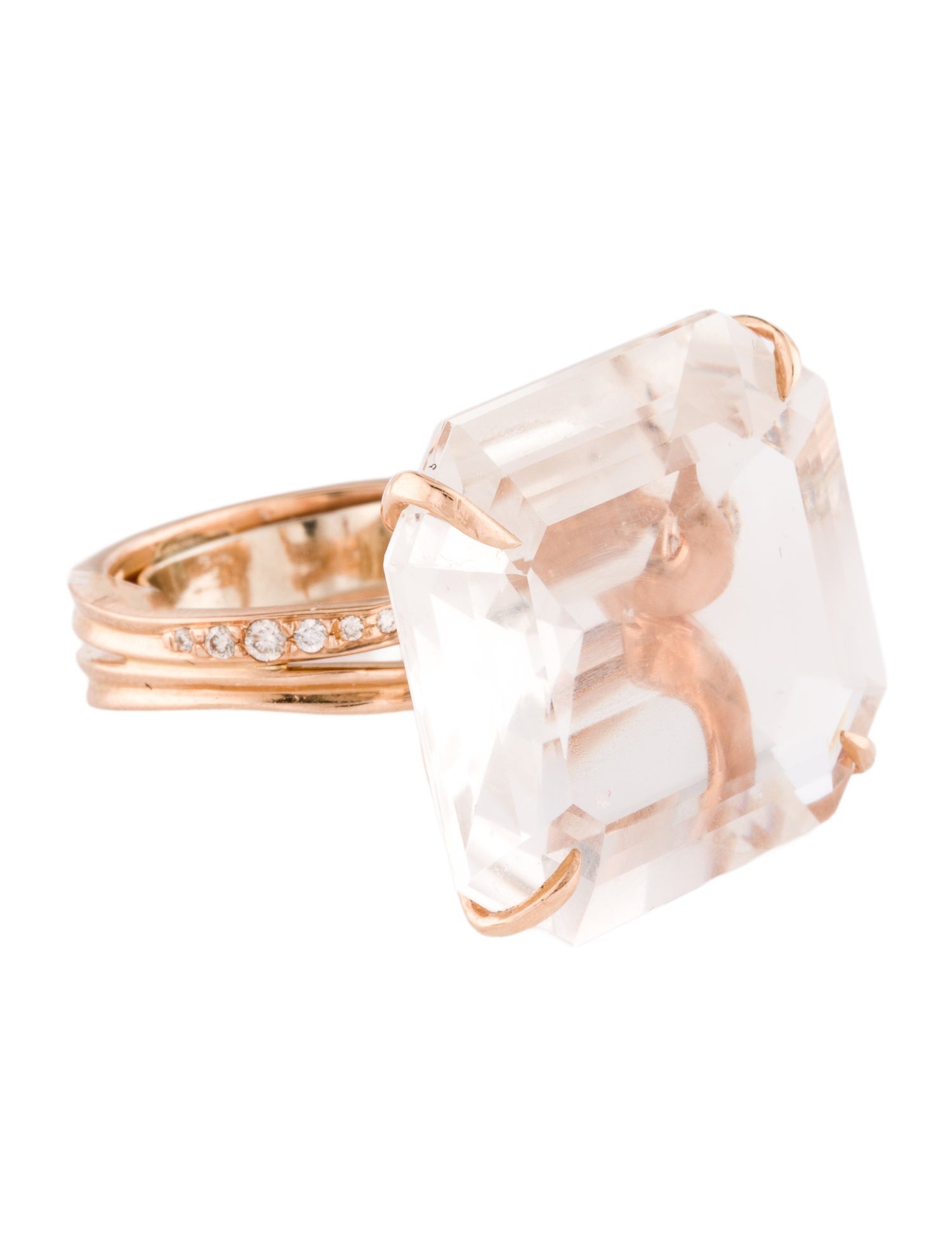 H.Stern 18K 45.40ct Topaz & Diamond Cobblestone Cocktail Ring