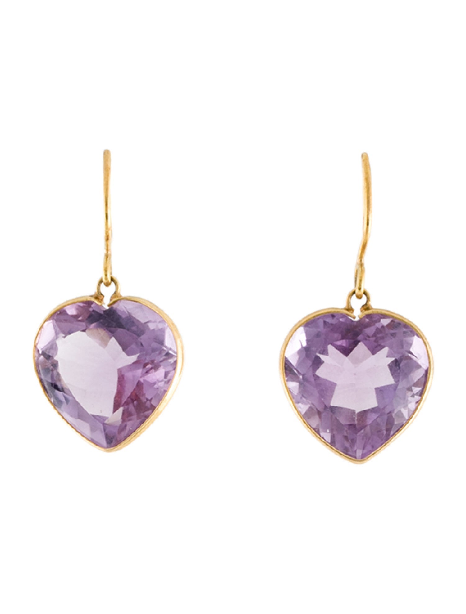 H.Stern 18K Amethyst Heart Drop Earrings