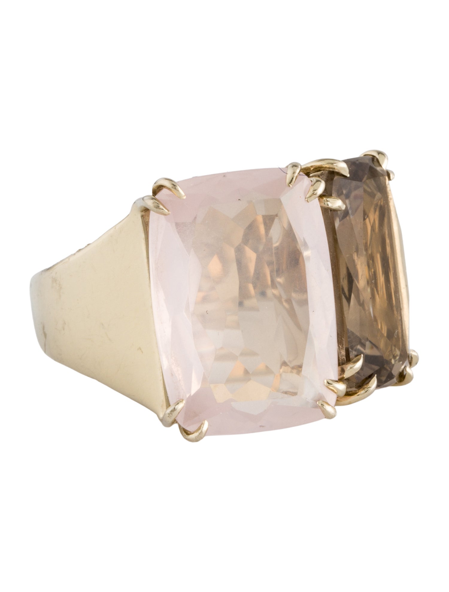 H.Stern 18K Rose Quartz, Smoky Quartz & Diamond Cobblestone Cocktail Ring