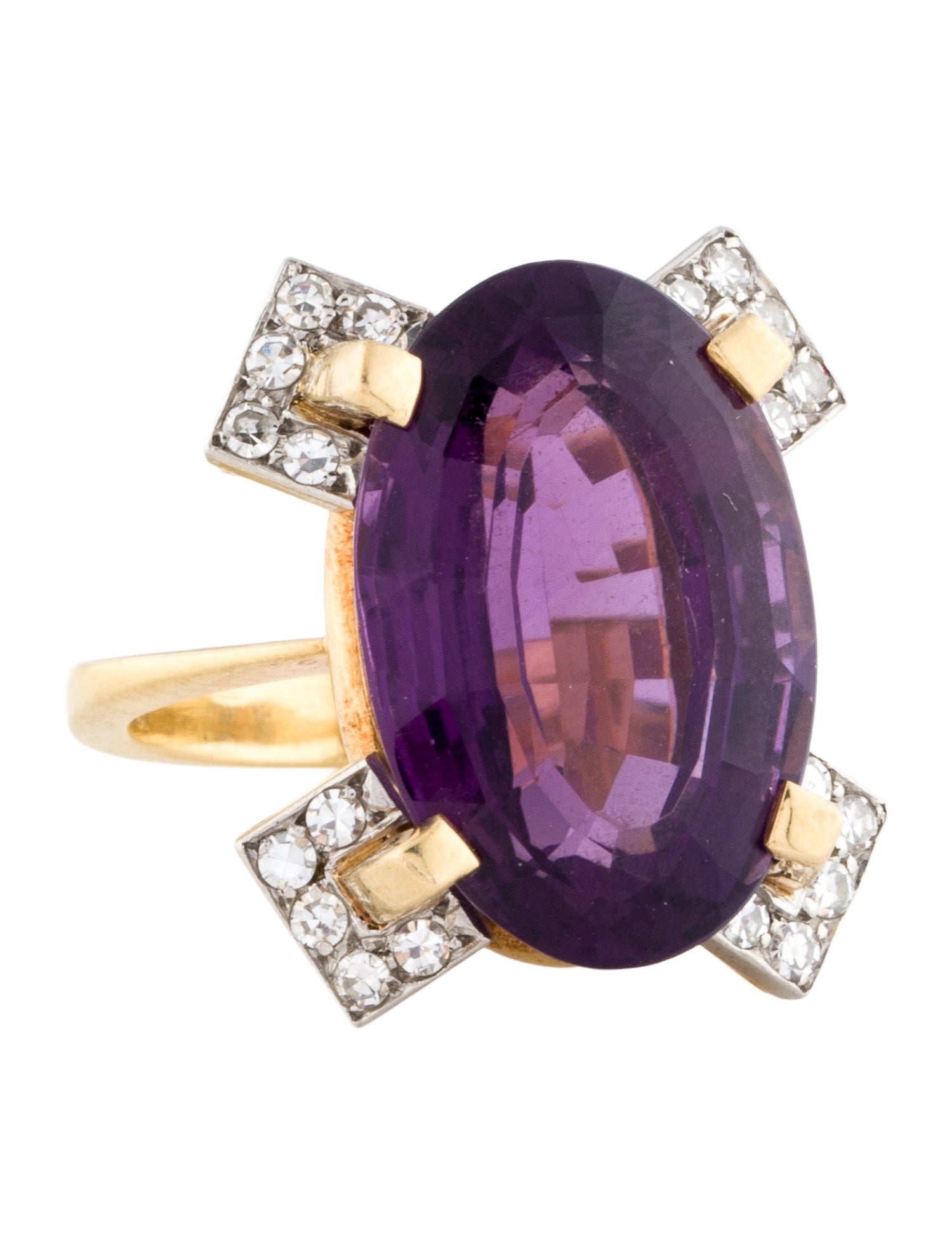 H.Stern 18K & Platinum 14.89ctw Amethyst & Diamond Cocktail Ring