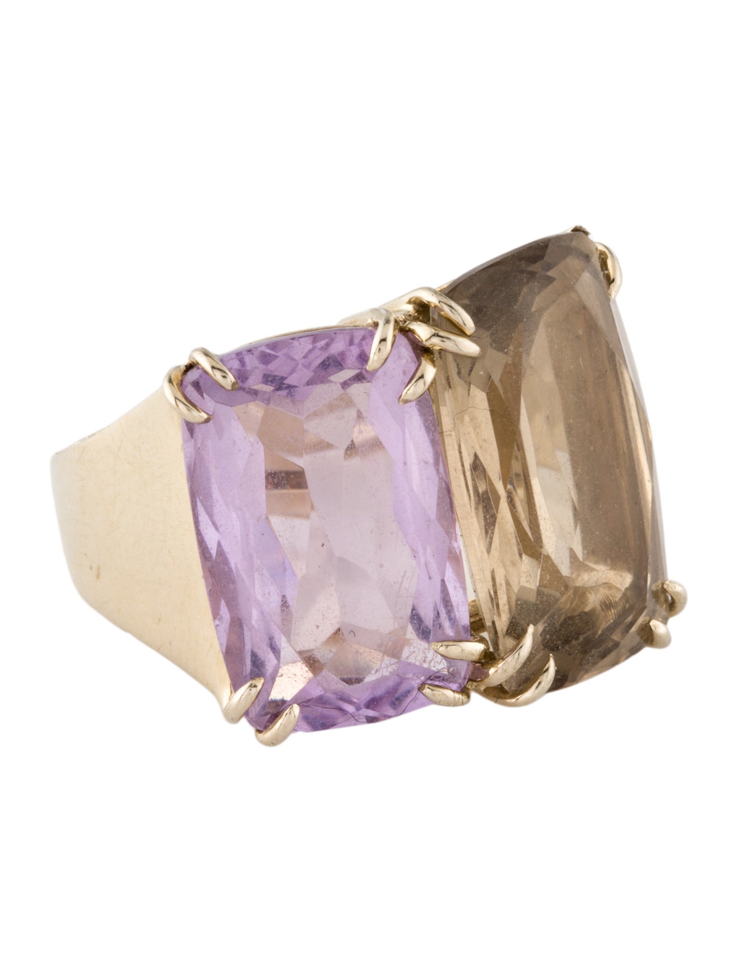 H.Stern 18K Amethyst, Smoky Quartz & Diamond Cocktail Ring