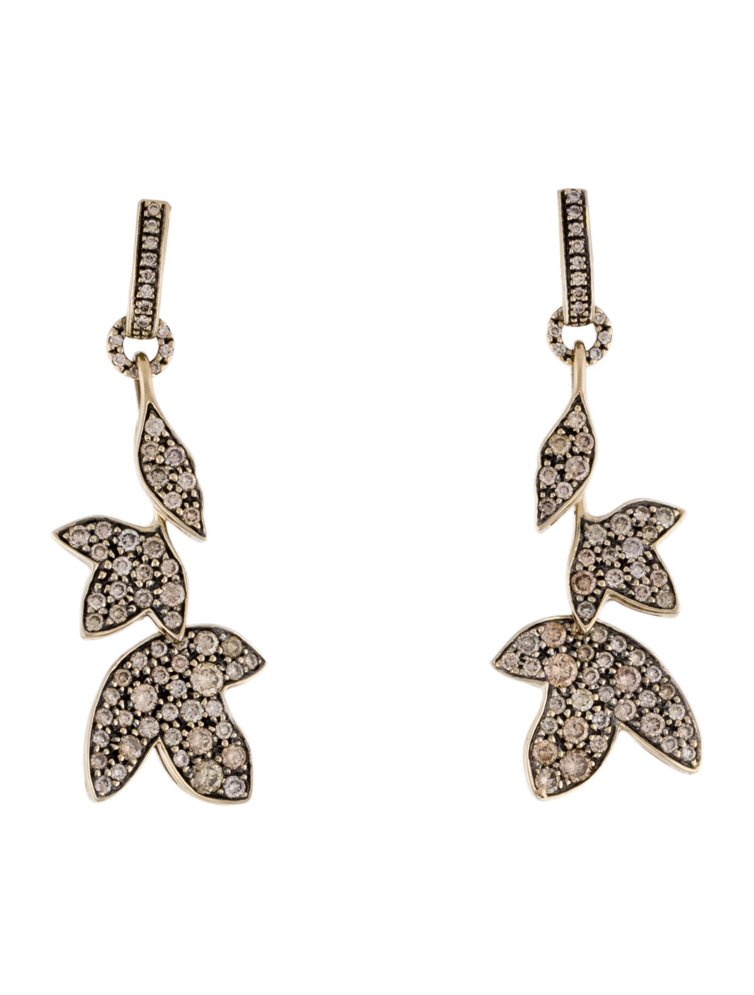 H.Stern 18K Diamond Hera Leaf Drop Earrings