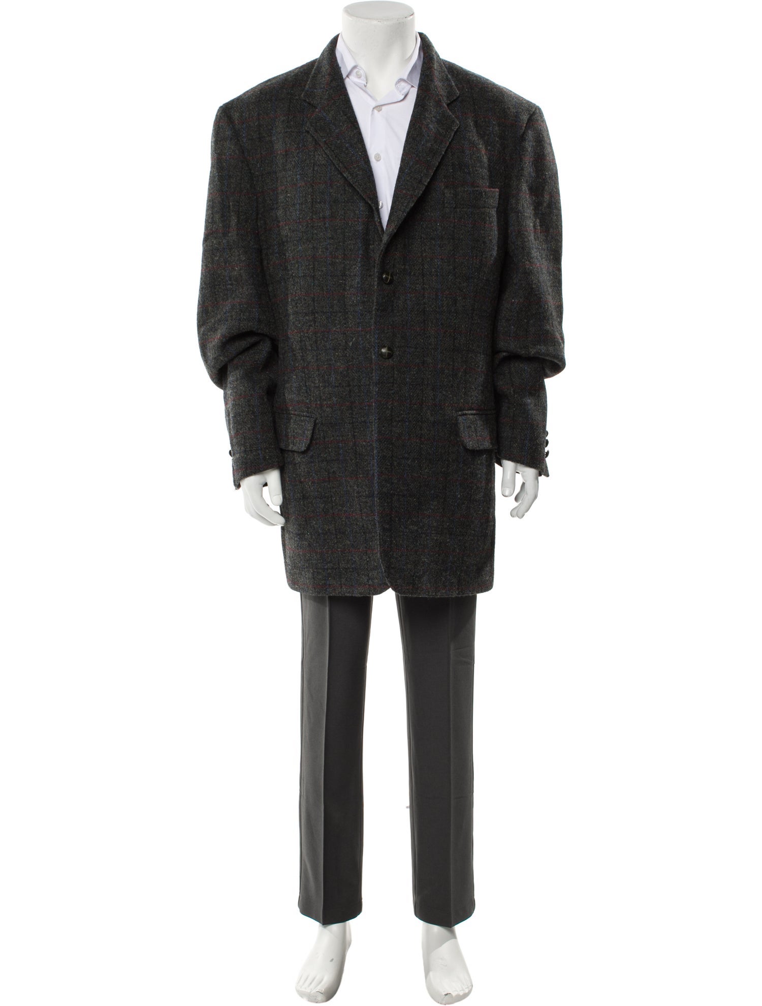 Harris Tweed Wool Plaid Print Blazer