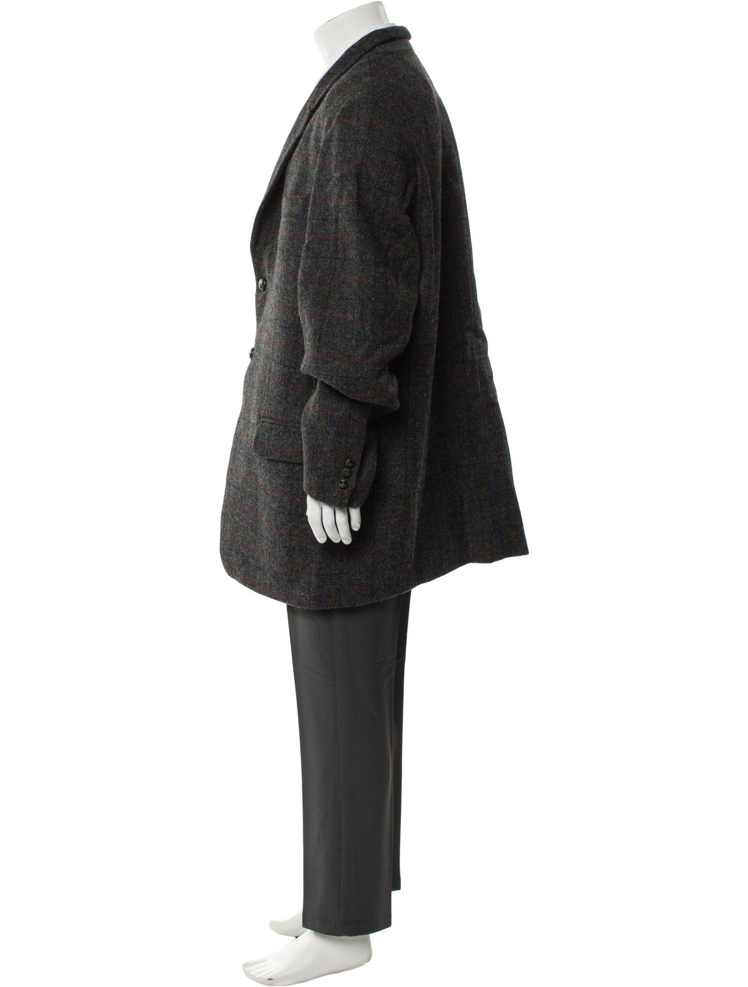 Harris Tweed Wool Plaid Print Blazer