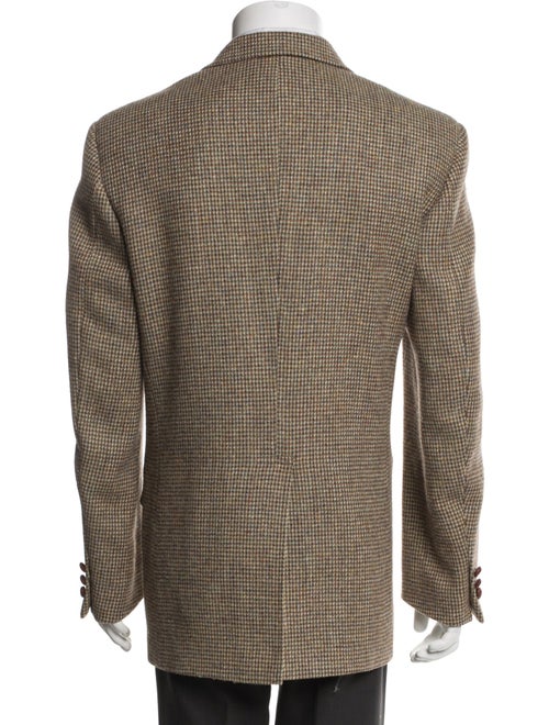 Harris Tweed Wool Houndstooth Print Peacoat