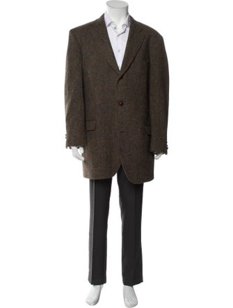 Harris Tweed Wool Striped Overcoat