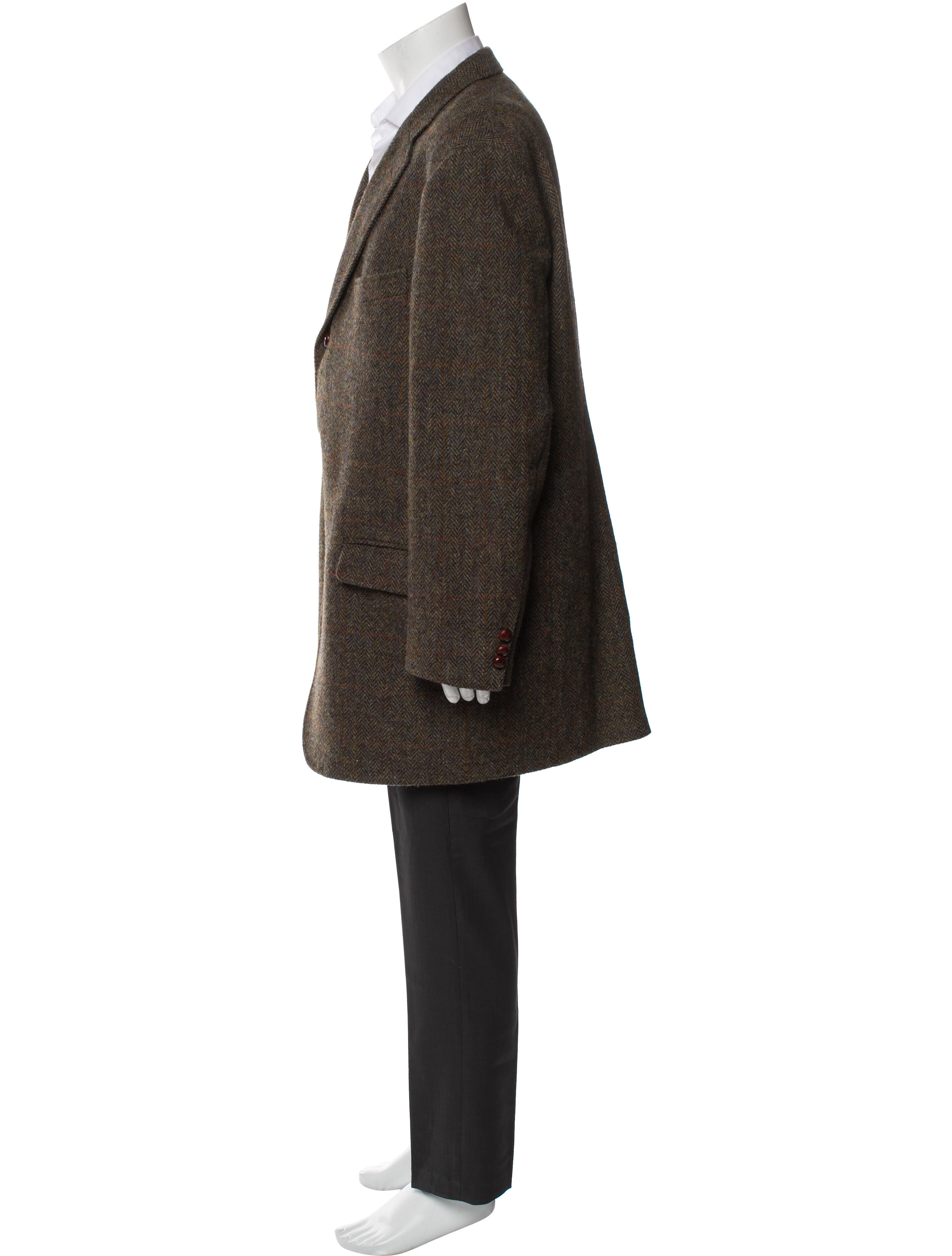 Harris Tweed Wool Striped Overcoat