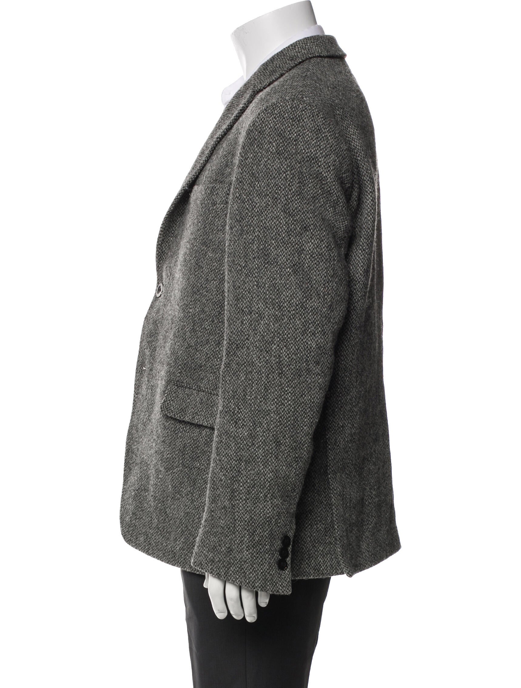 Harris Tweed Wool Tweed Pattern Peacoat
