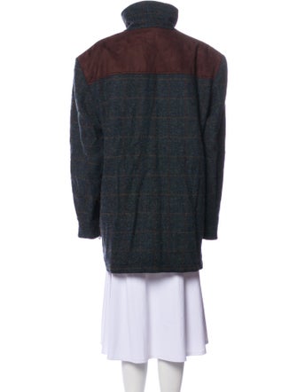 Harris Tweed Wool Plaid Print Coat