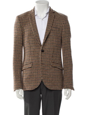 Harris Tweed Wool Houndstooth Print Blazer