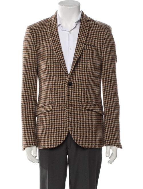 Harris Tweed Wool Houndstooth Print Blazer