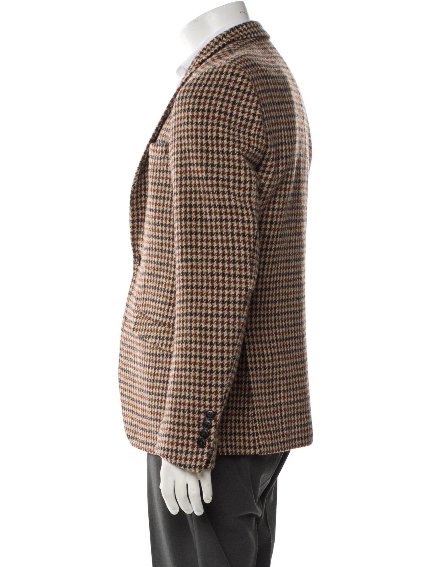 Harris Tweed Wool Houndstooth Print Blazer