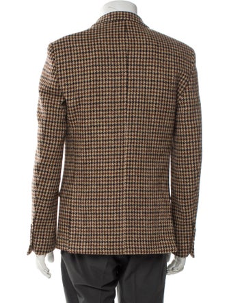 Harris Tweed Wool Houndstooth Print Blazer
