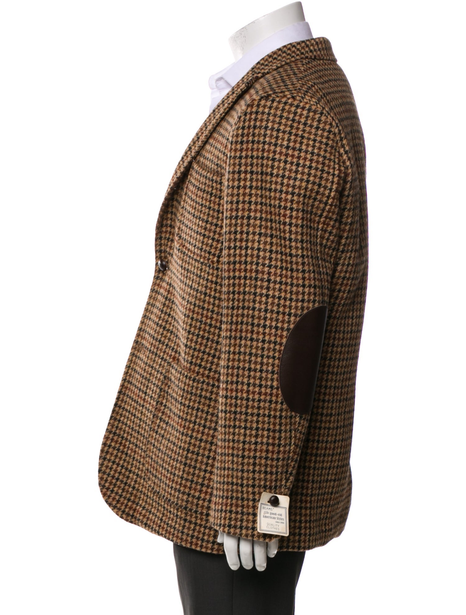 Beams Plus Wool Houndstooth Print Peacoat