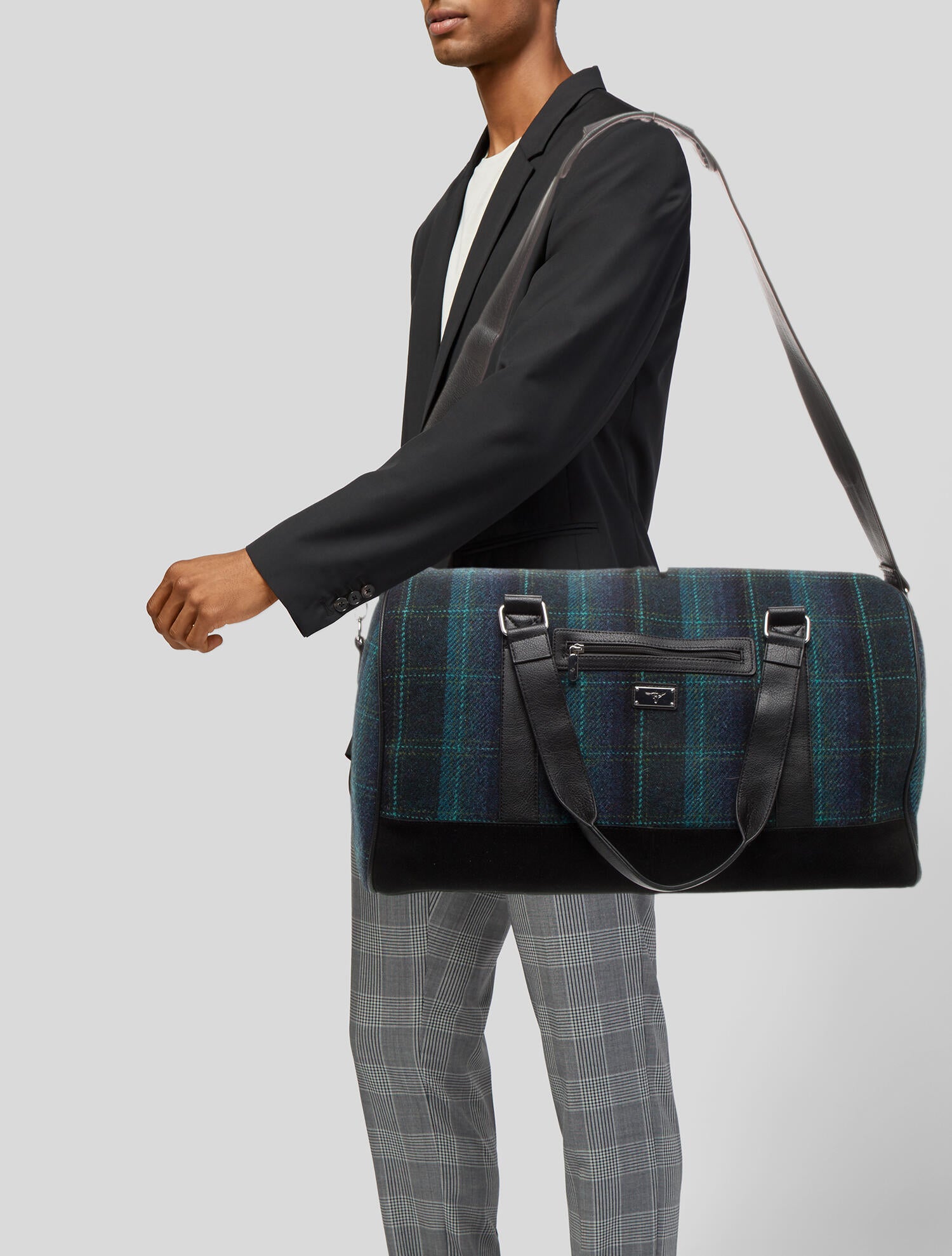 Harris Tweed Leather Accented Weekender
