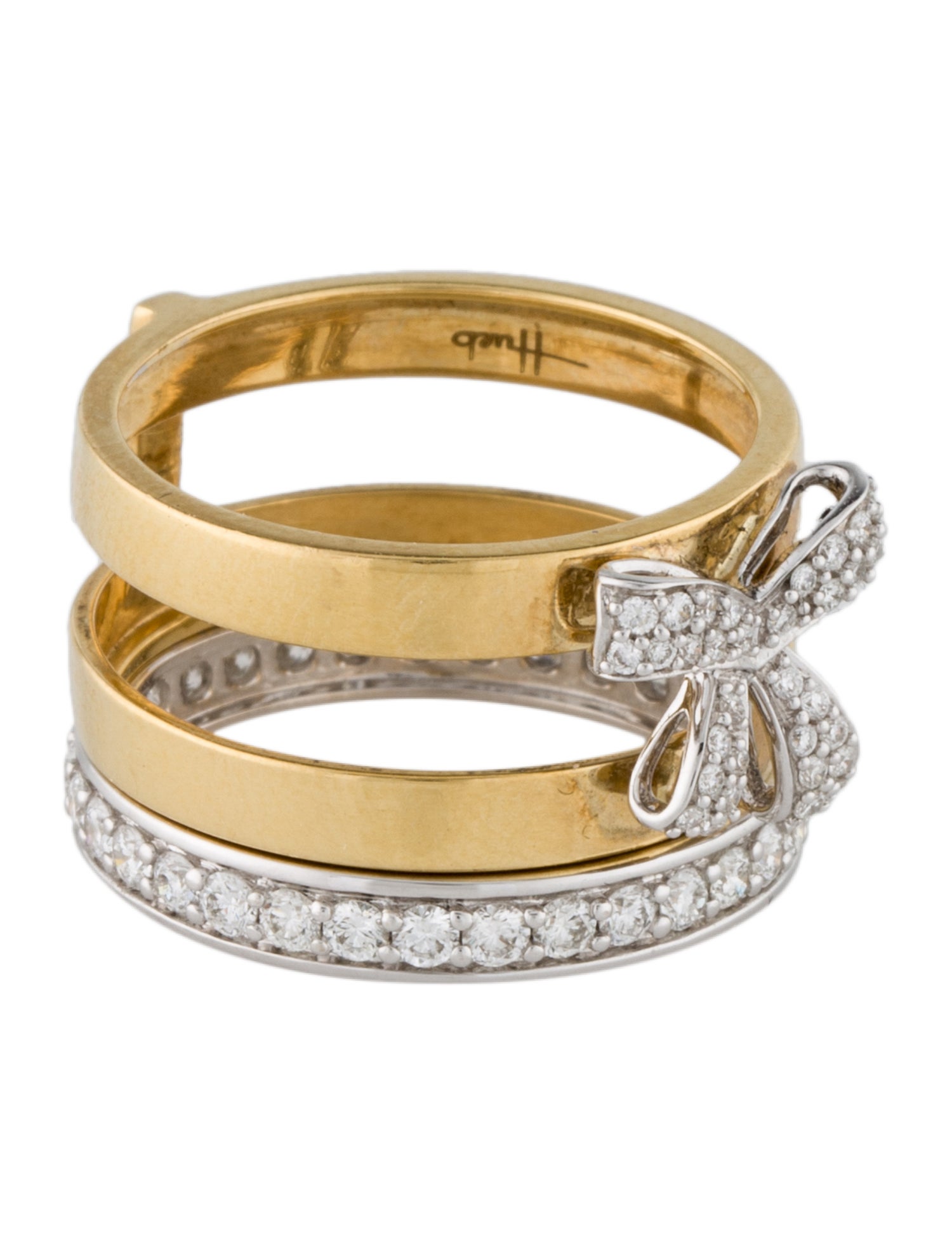 Hueb 18K Diamond Two-Tone Romance Ring