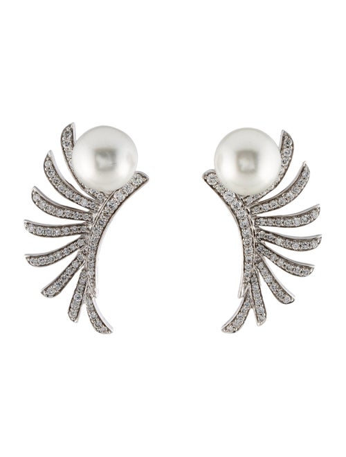 Hueb 18K 1.36ctw Pearl & Diamond Drop Earrings