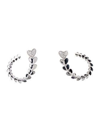 Hueb 18K Diamond Heart Curved Drop Earrings