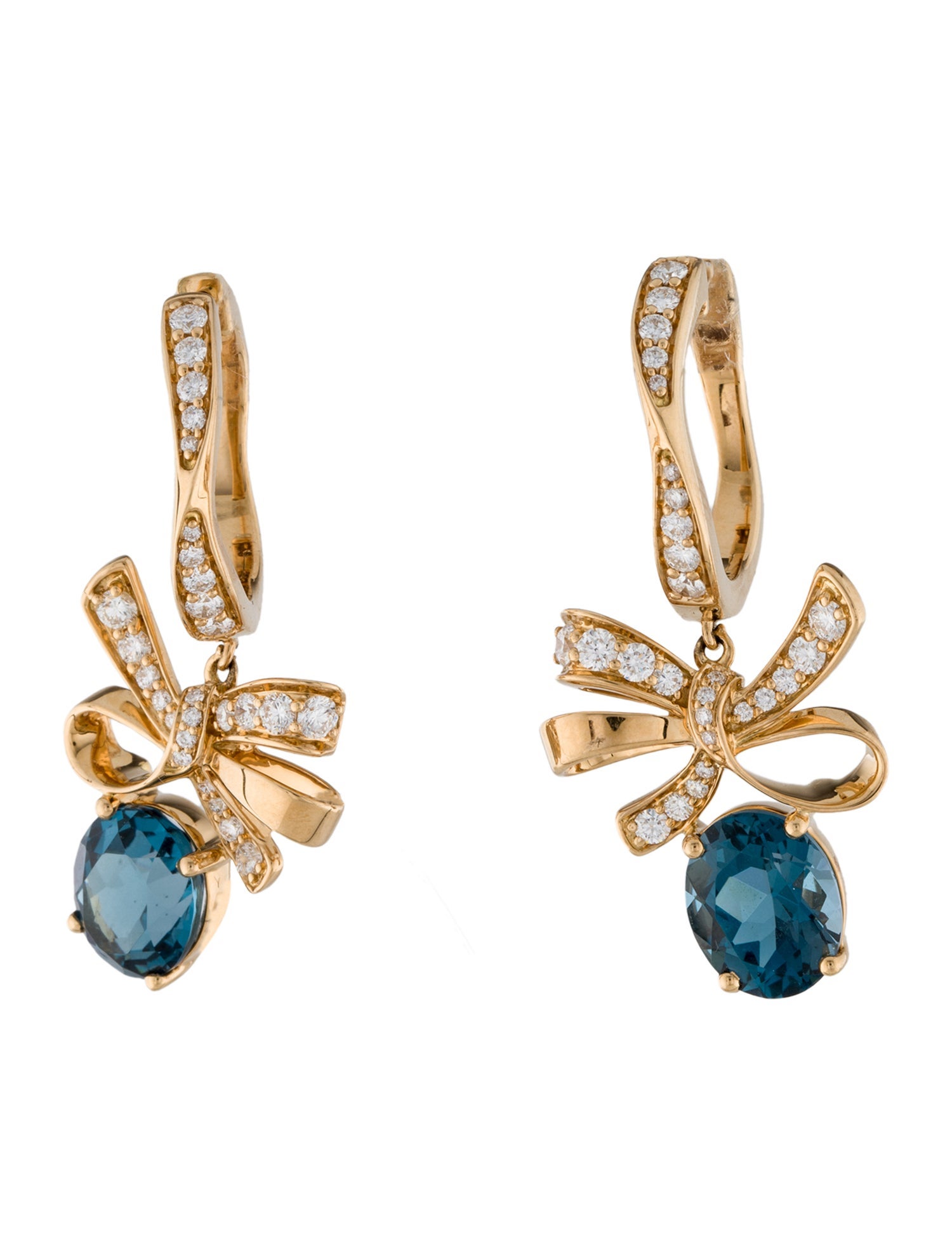 Hueb 18K 6.65ctw Topaz & Diamond Romance Drop Earrings