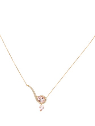 Hueb 18K 2.15ctw Morganite & Diamond Spectrum Pendant Necklace