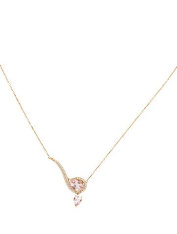 Hueb Pendant Necklace 18K 2.15ctw Morganite & Diamond Spectrum