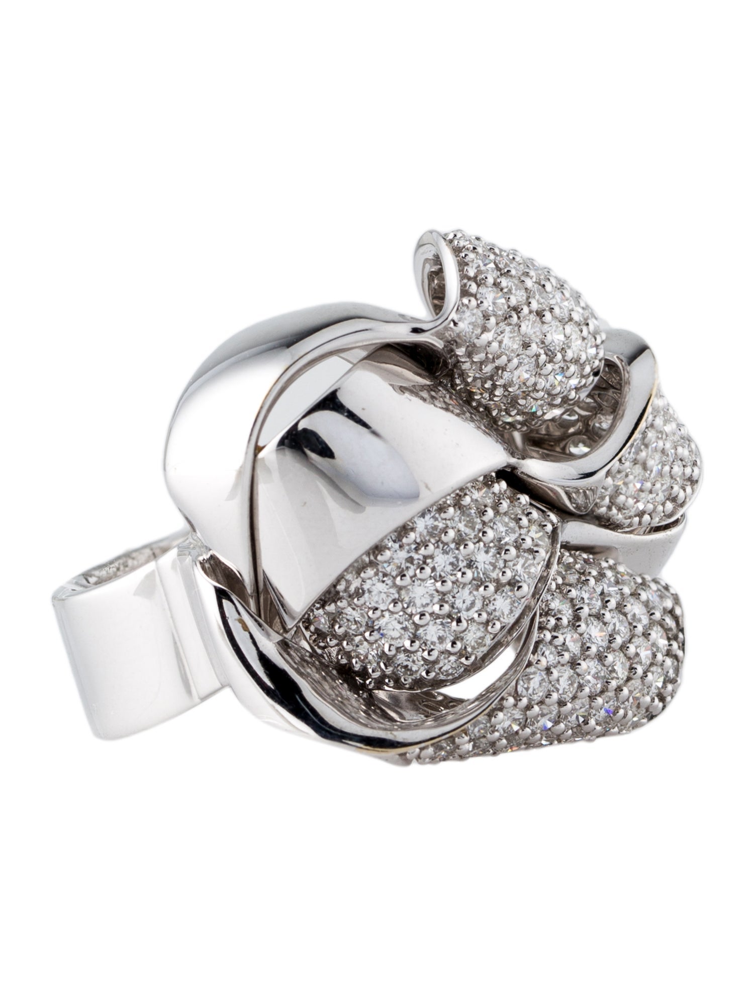 Hueb 18K 3.40ctw Diamond Wave Cocktail Ring