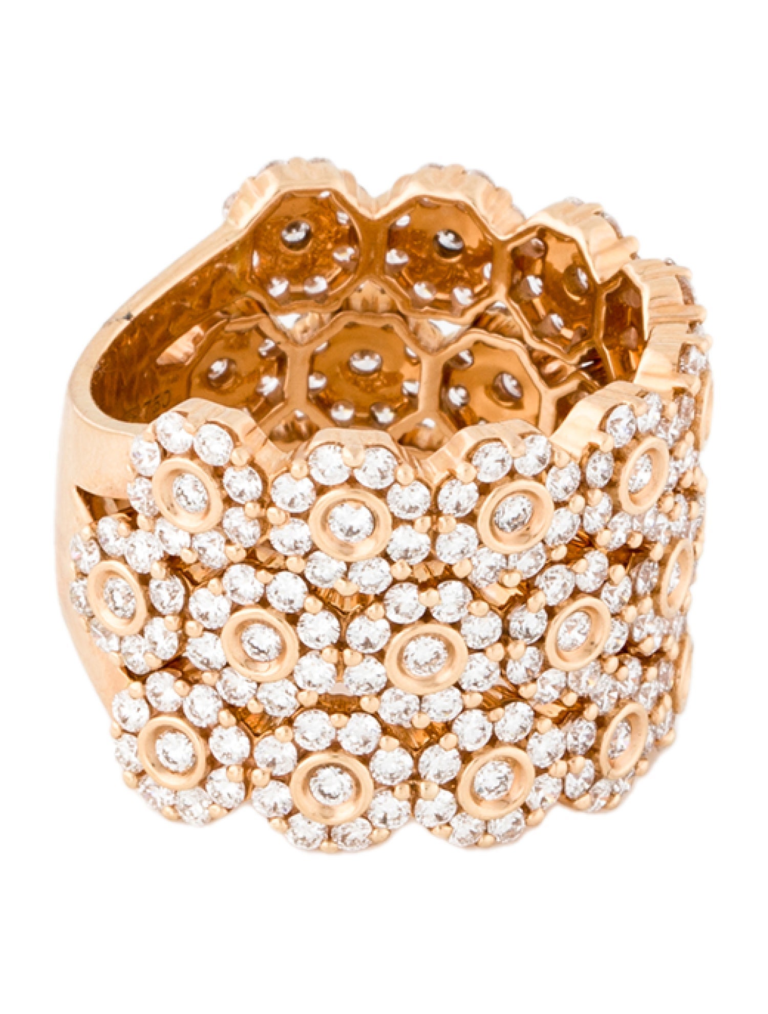 Hueb 18K 2.60ctw Diamond Flower Wide Band