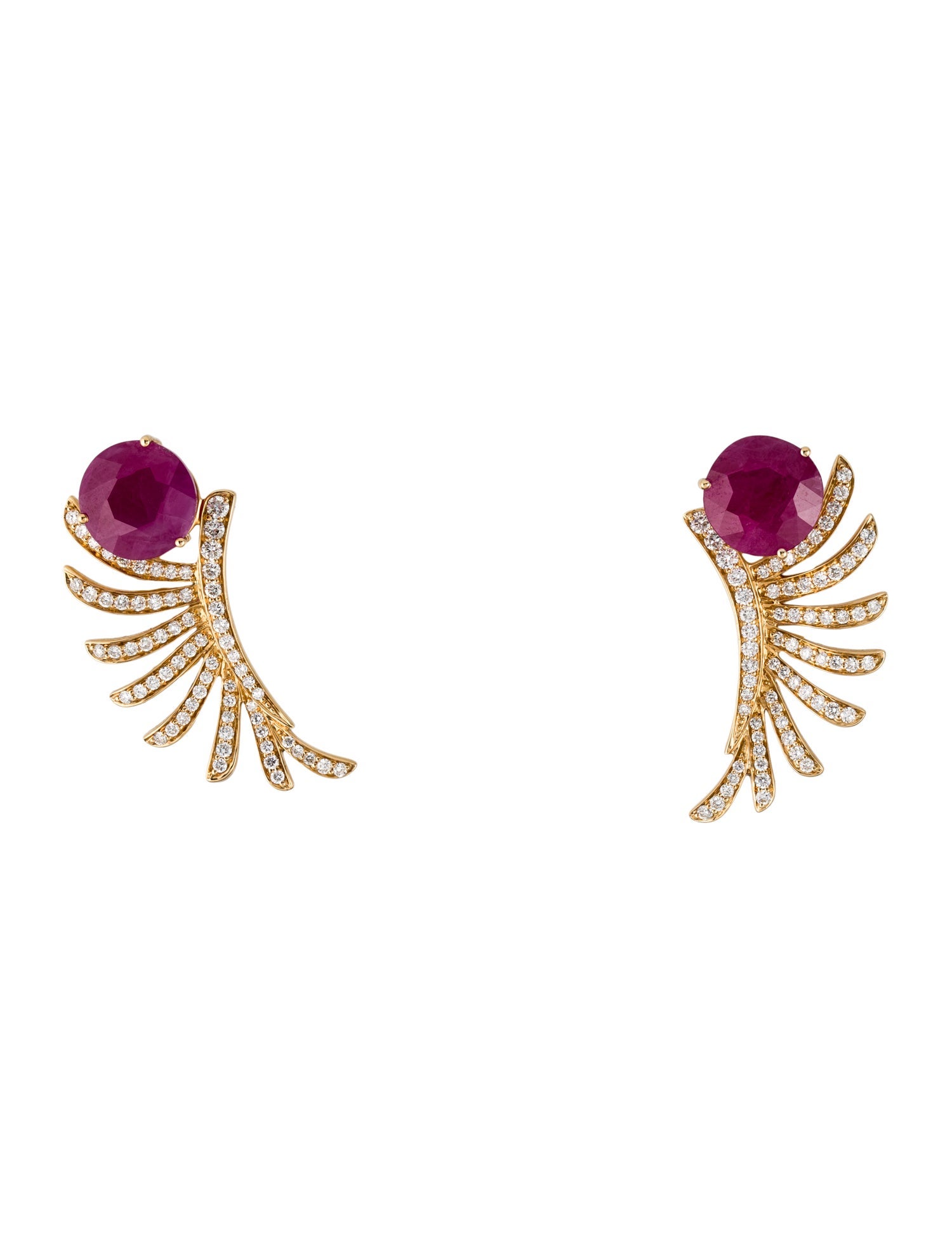 Hueb 18K Ruby & Diamond Apus Ear Climber Earrings