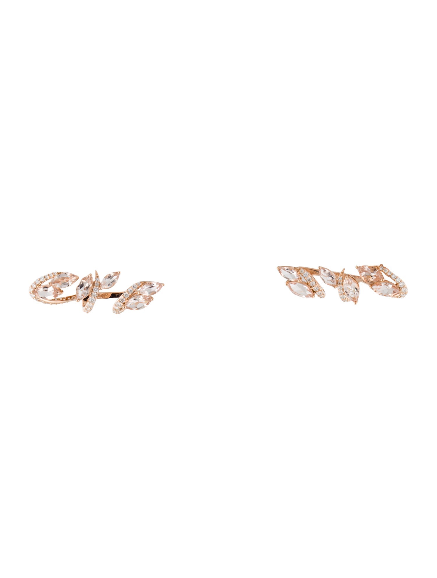 Hueb 18K 3.12ctw Morganite & Diamond Ear Climbers