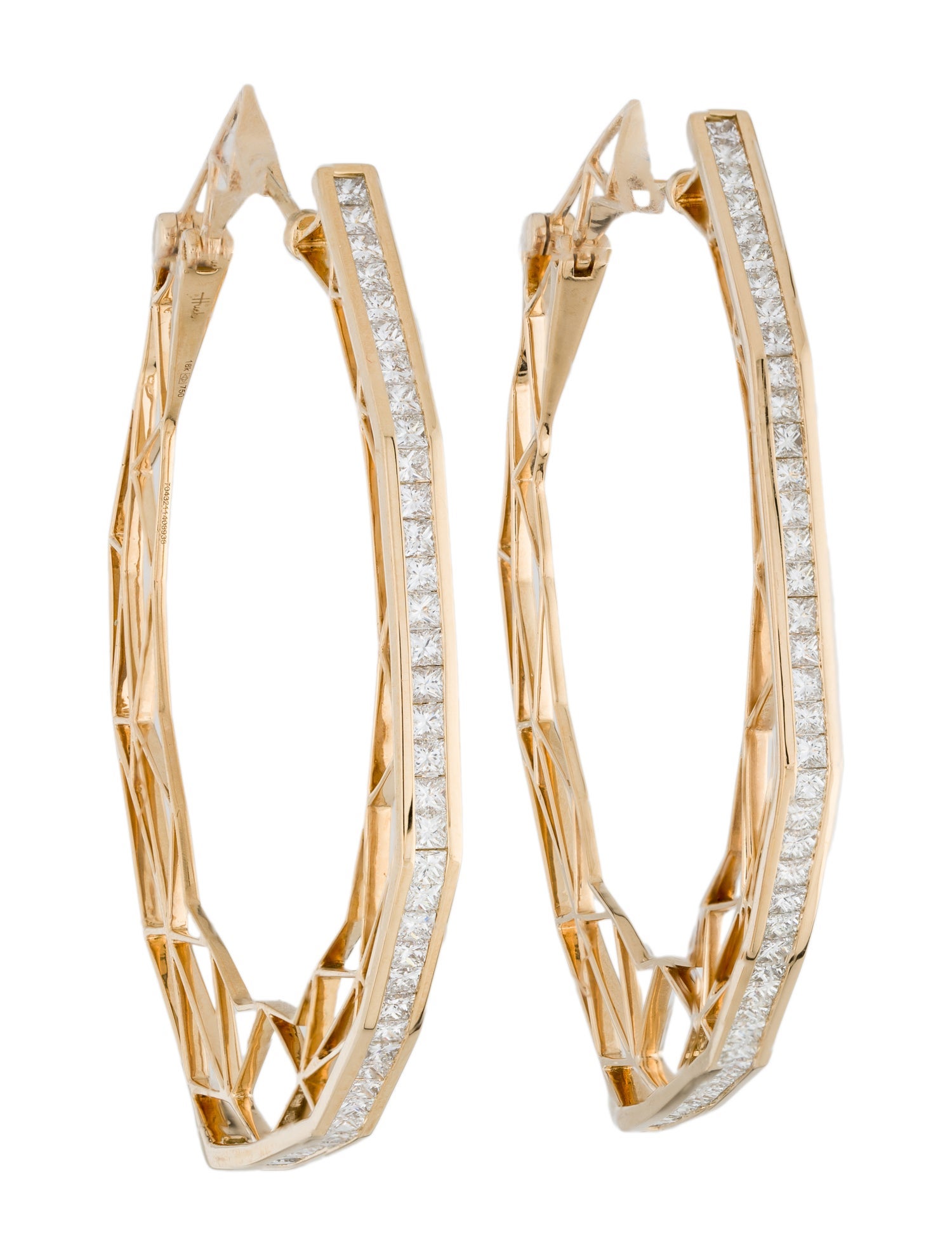 Hueb 18K 4.79ctw Estelar Diamond Hoop Earrings