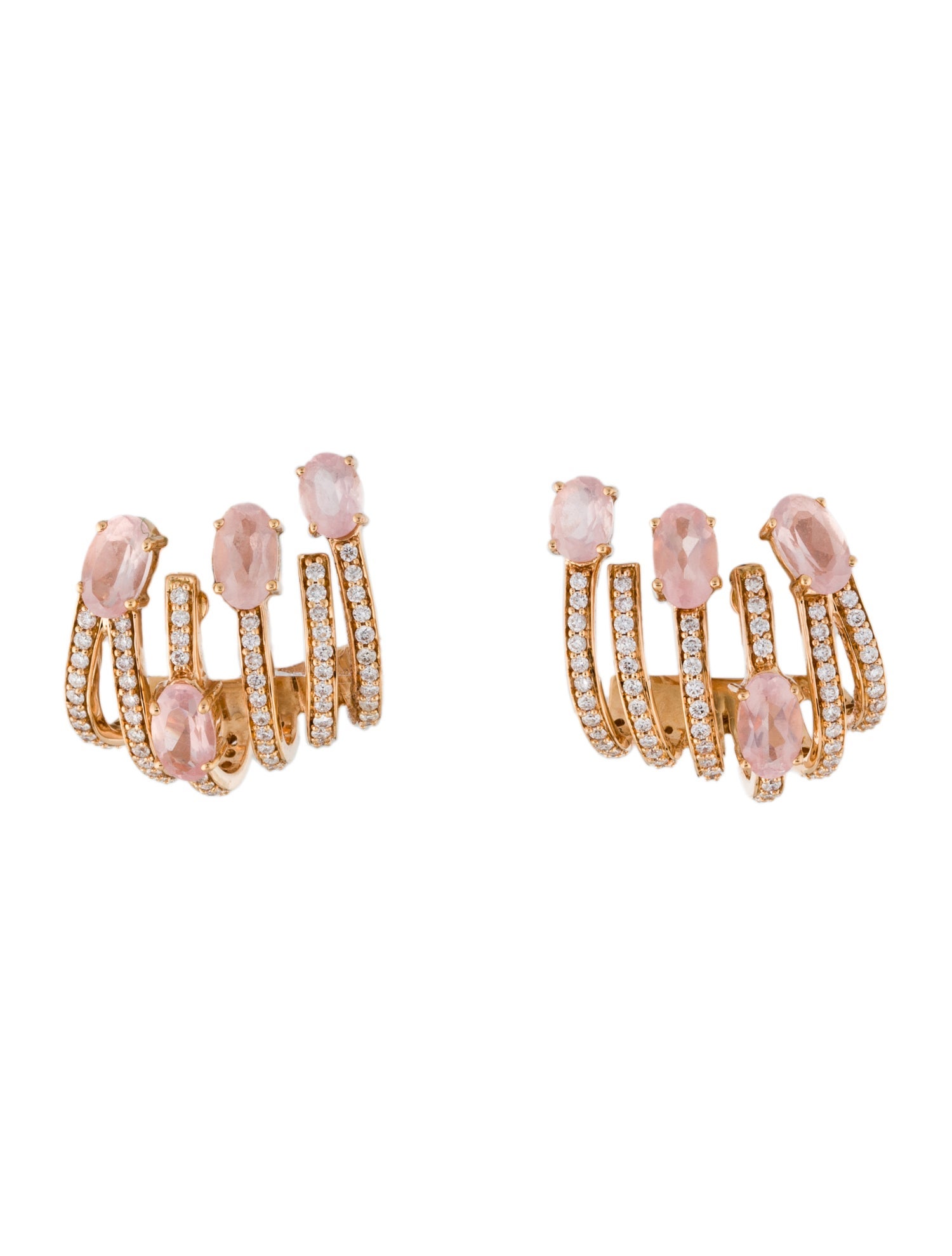 Hueb 18K 1.57ctw Rose Quartz & Diamond Spectrum Earrings
