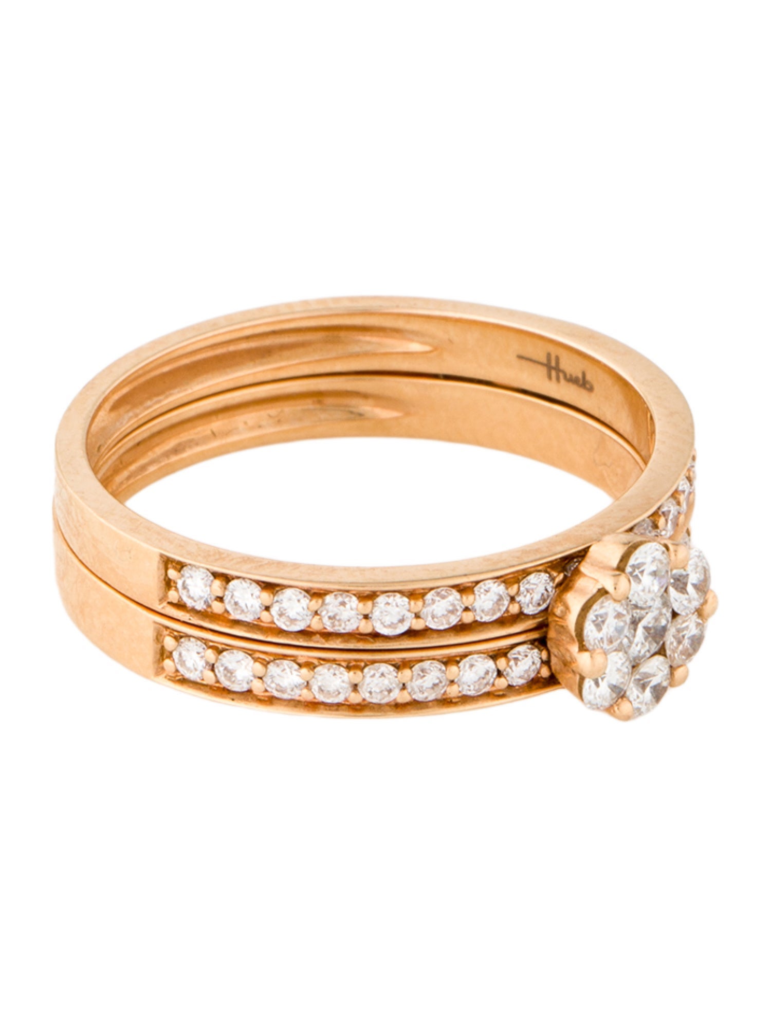 Hueb 18K Diamond Flower Convertible Double Finger Ring