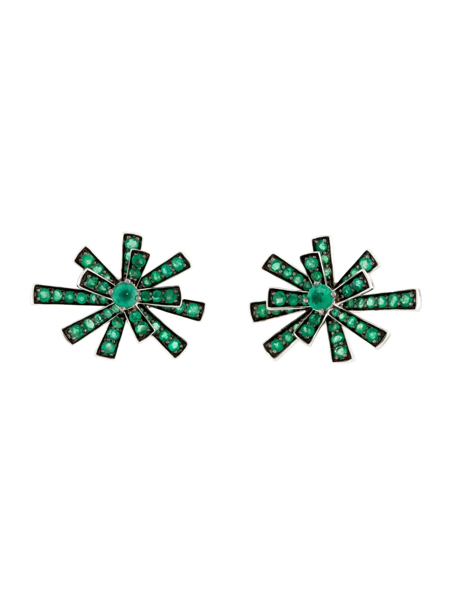 Hueb 18K Emerald Tribal Stud Earrings