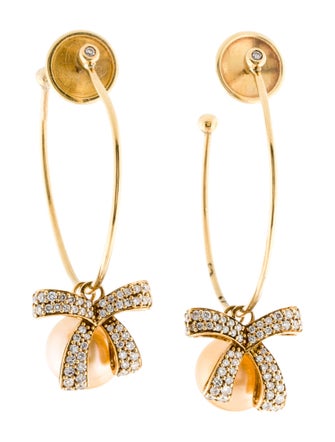 Hueb 18K Pearl & Diamond Romance Charm Hoop Earrings