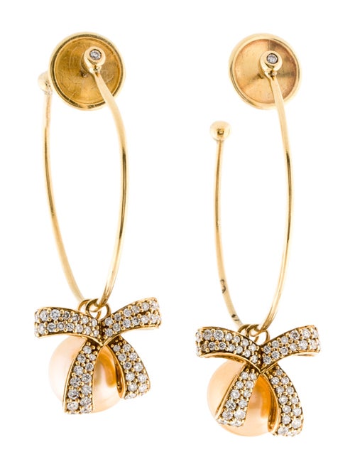 Hueb 18K Pearl & Diamond Romance Charm Hoop Earrings