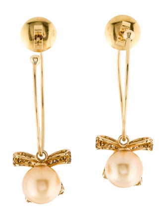 Hueb 18K Pearl & Diamond Romance Charm Hoop Earrings