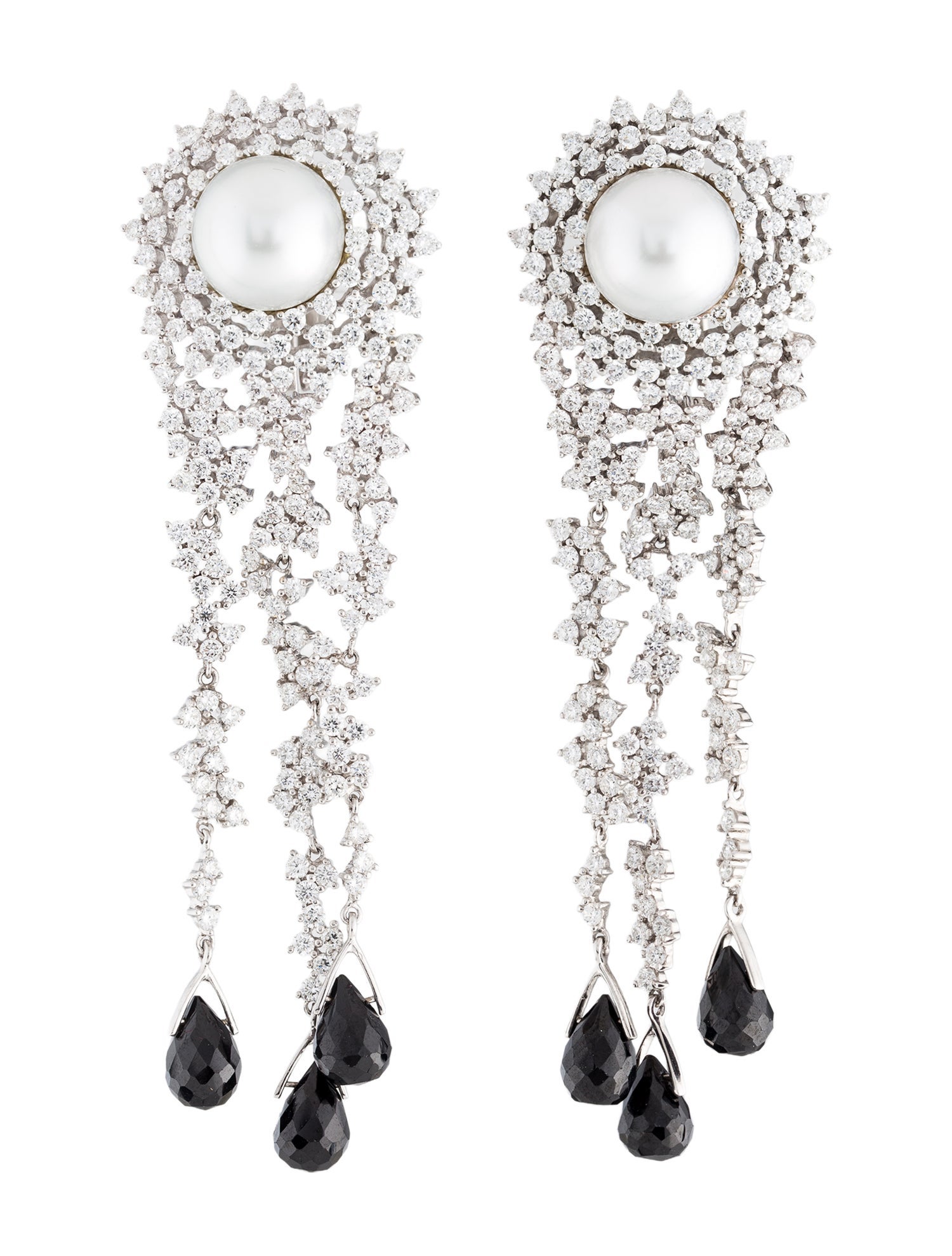 Hueb 18K Pearl, Diamond, & Spinel Gala Drop Earrings