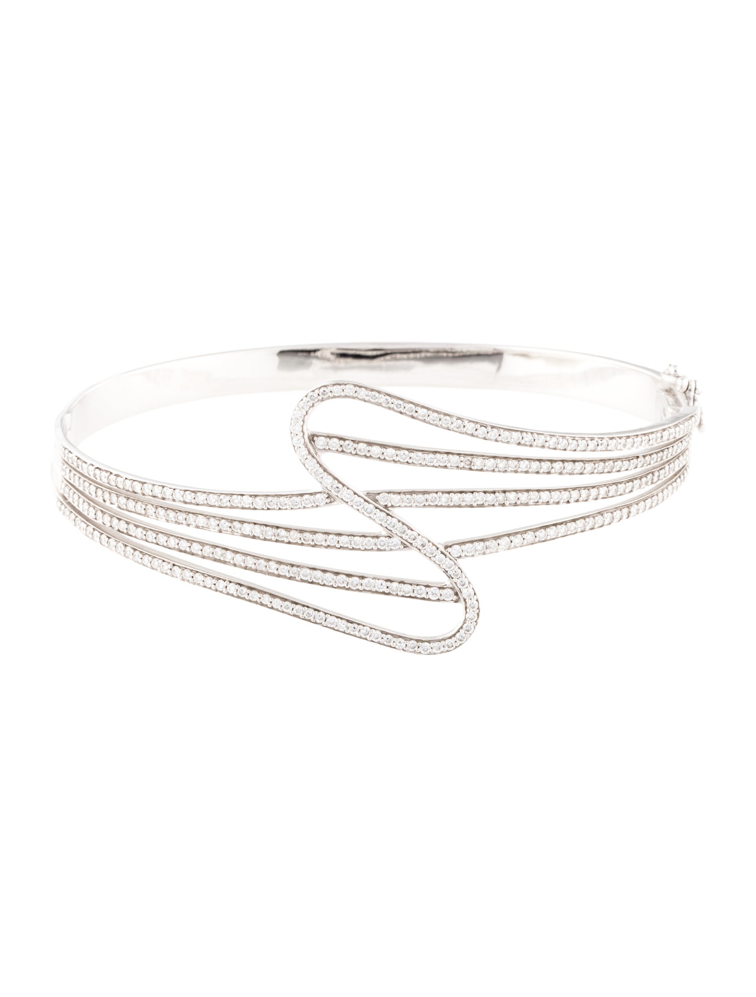 Hueb 18K 1.55ctw Diamond Wave Hinged Bangle Bracelet