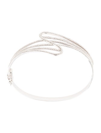 Hueb 18K 1.55ctw Diamond Wave Hinged Bangle Bracelet