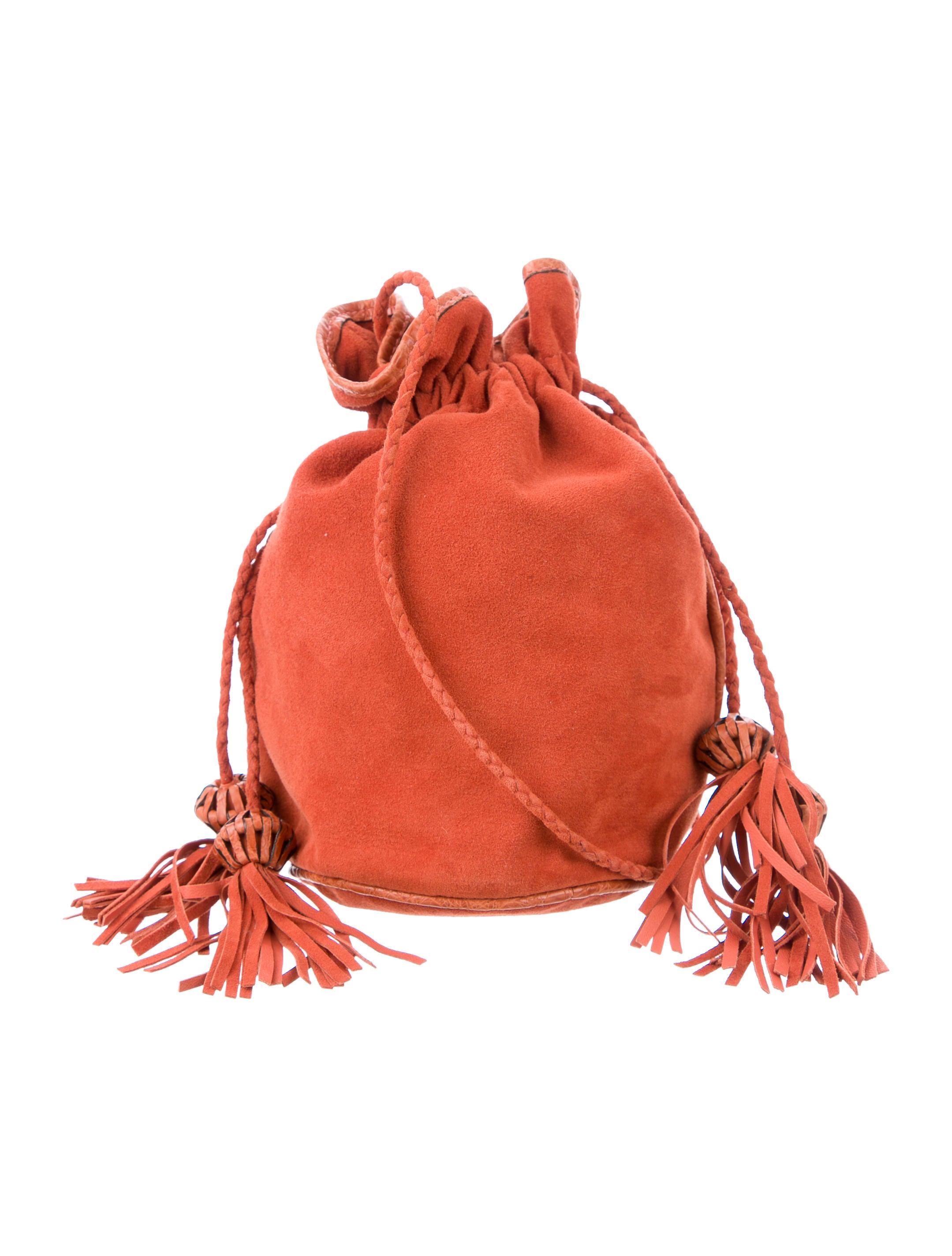 Hunting Season Suede Crocodile Small Drawstring Bag Handbags Suede Crocodile Small Drawstring Bag