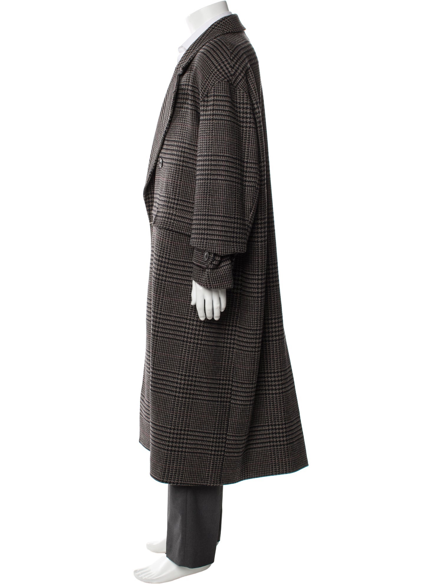 Lownn Wool Houndstooth Print Overcoat