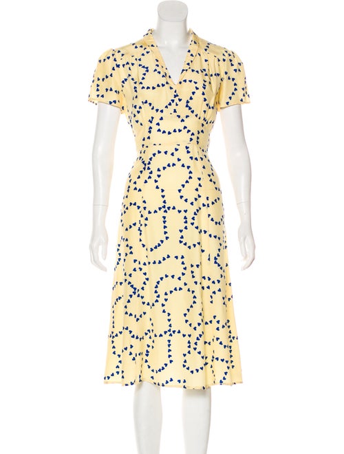 HVN Silk Heart-Print Dress
